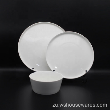 I-18pcs eco-friendly hotel porcelain eshibhile i-white emhlophe ithambo isidlo sakusihlwa